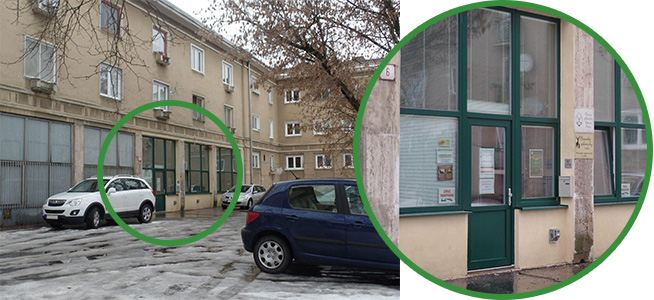 Označenie vstupu do OPK Nitra na fotografii budovy